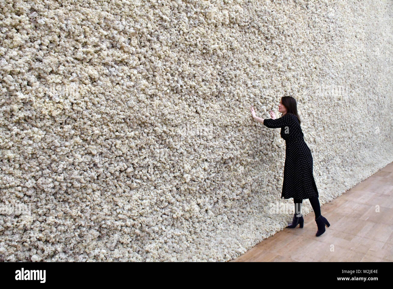 Tate Modern, London, UK. 9th July 2019. Olafur Eliasson, Moss wall 1994