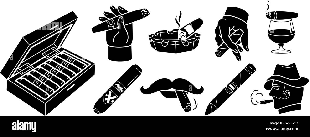 Cigar icons set, simple style Stock Vector Image & Art - Alamy