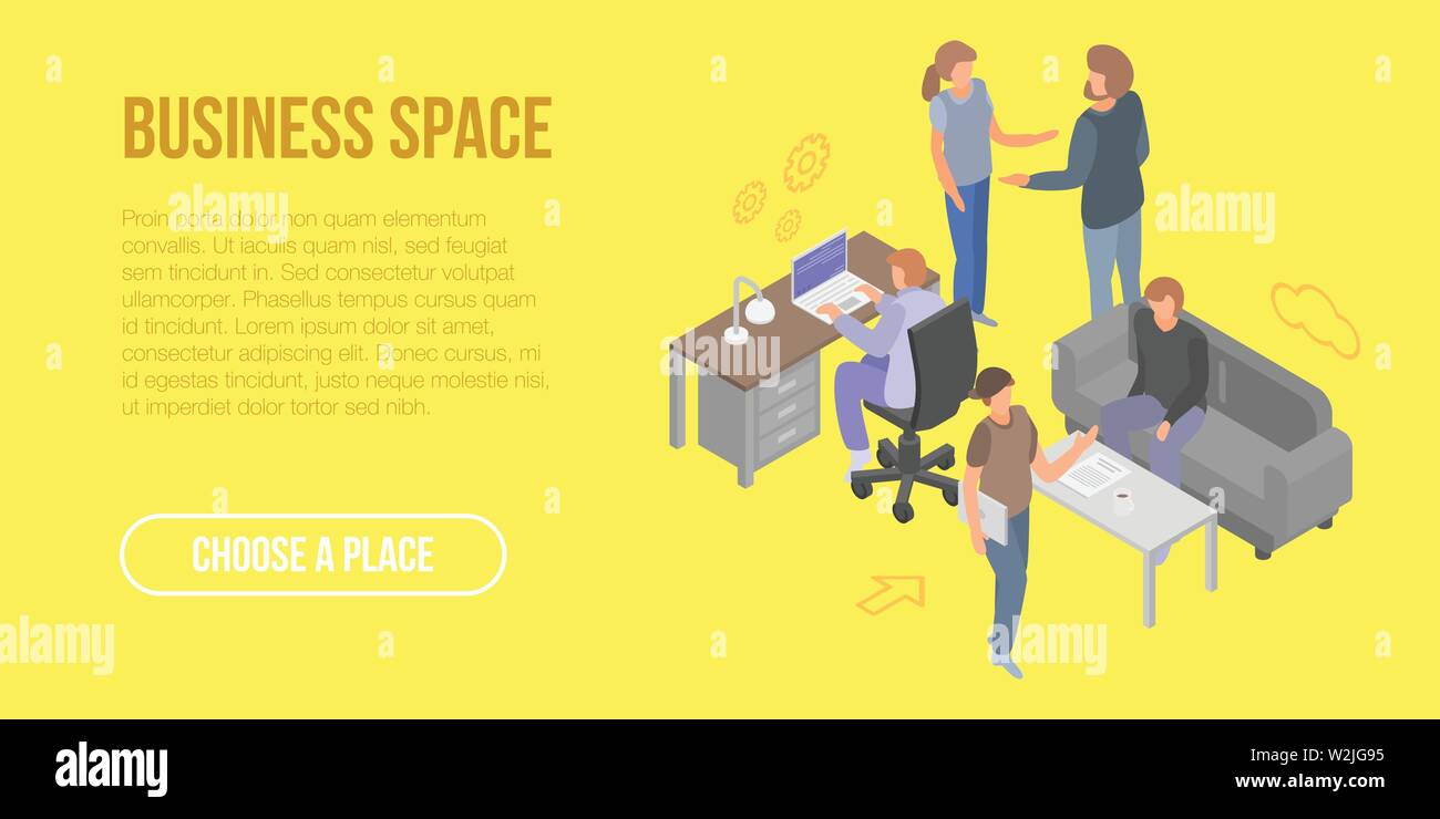 Business space concept banner, isometric style Stock Vector Image & Art ...