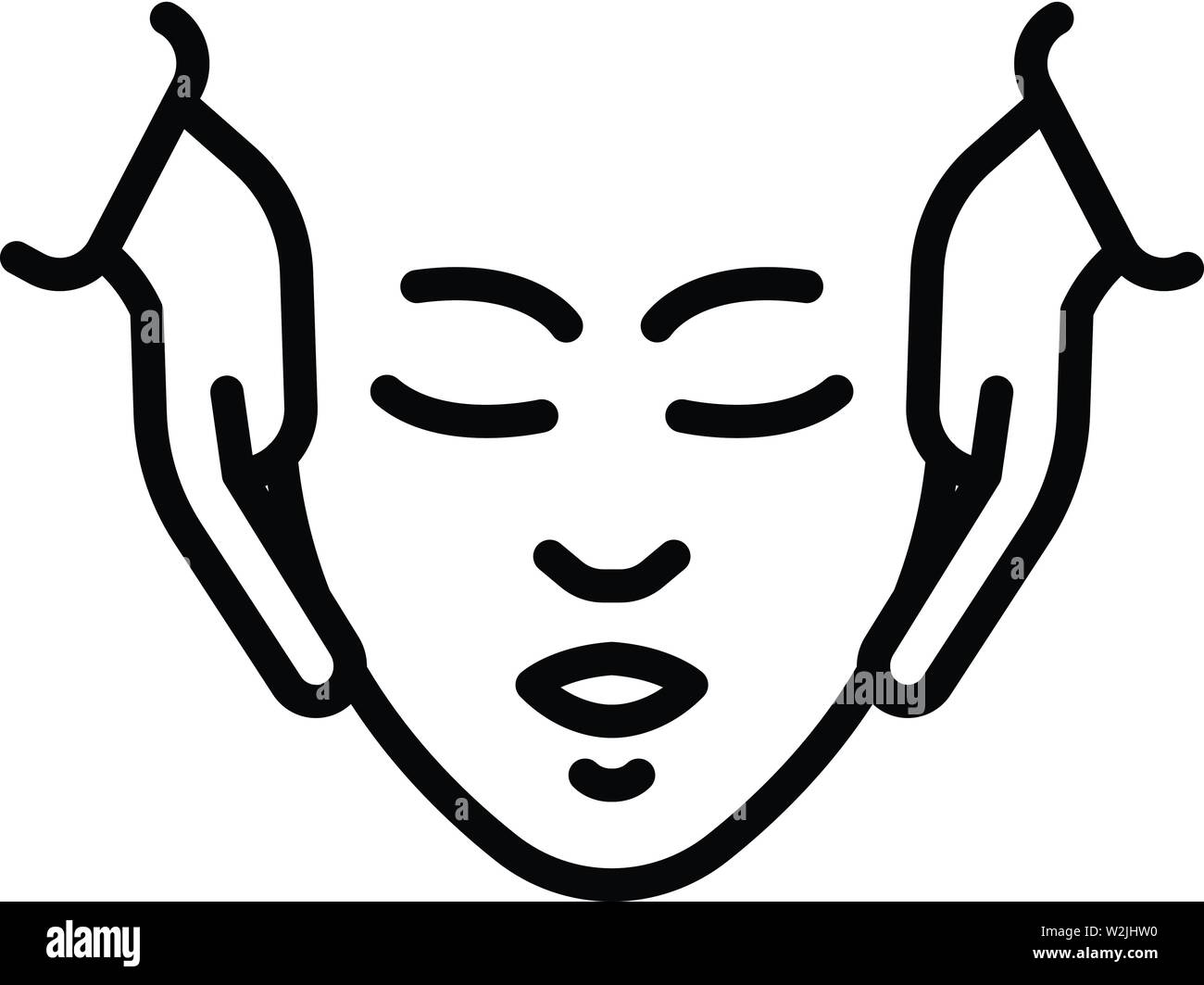 Face massage icon, outline style Stock Vector