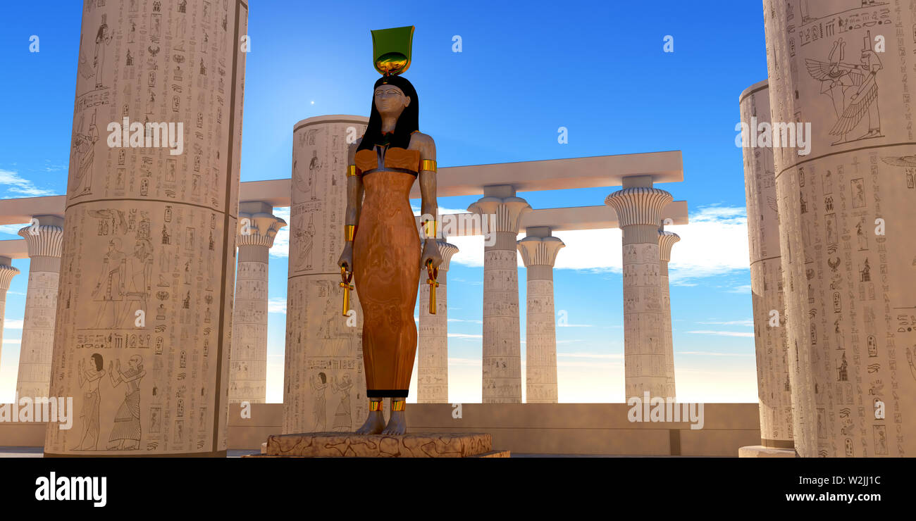 Egyptian God Hathor - Hathor was significant goddess in Egyptian mythology as being the symbolic mother of the pharaohs. Stock Photo