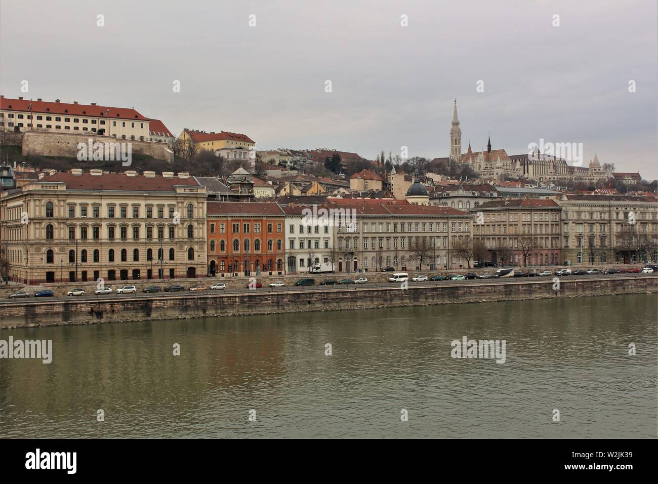 A view of the Buda side of the city of Budapest, along the river Danube ...