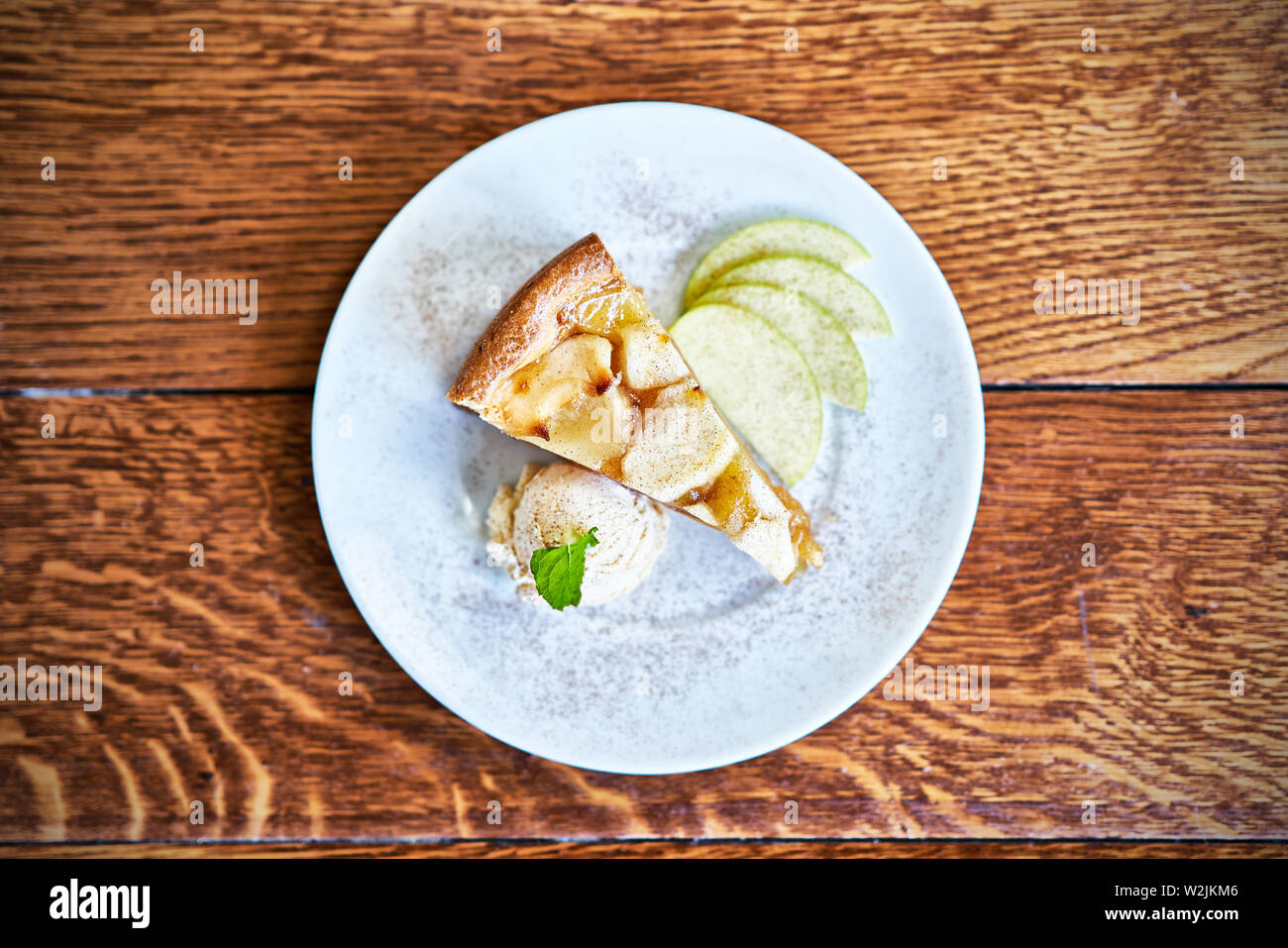 Apple pie and ice cream Stock Photo
