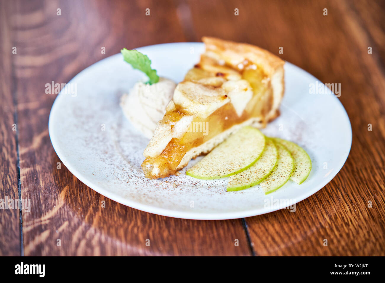 Apple pie and ice cream Stock Photo
