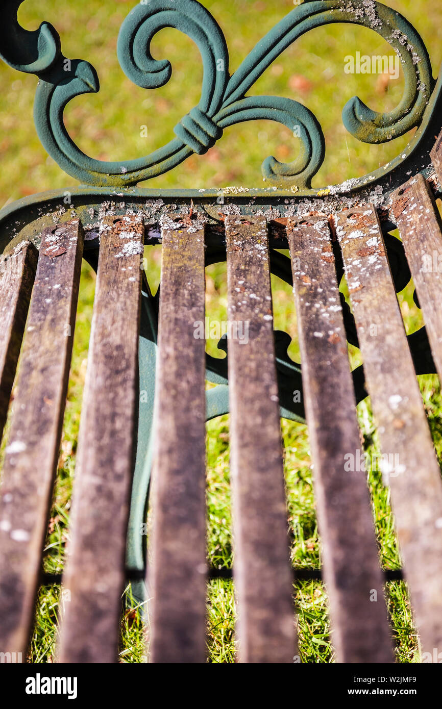 Detail Of An Old Cast Iron And Wood Park Bench Stock Photo