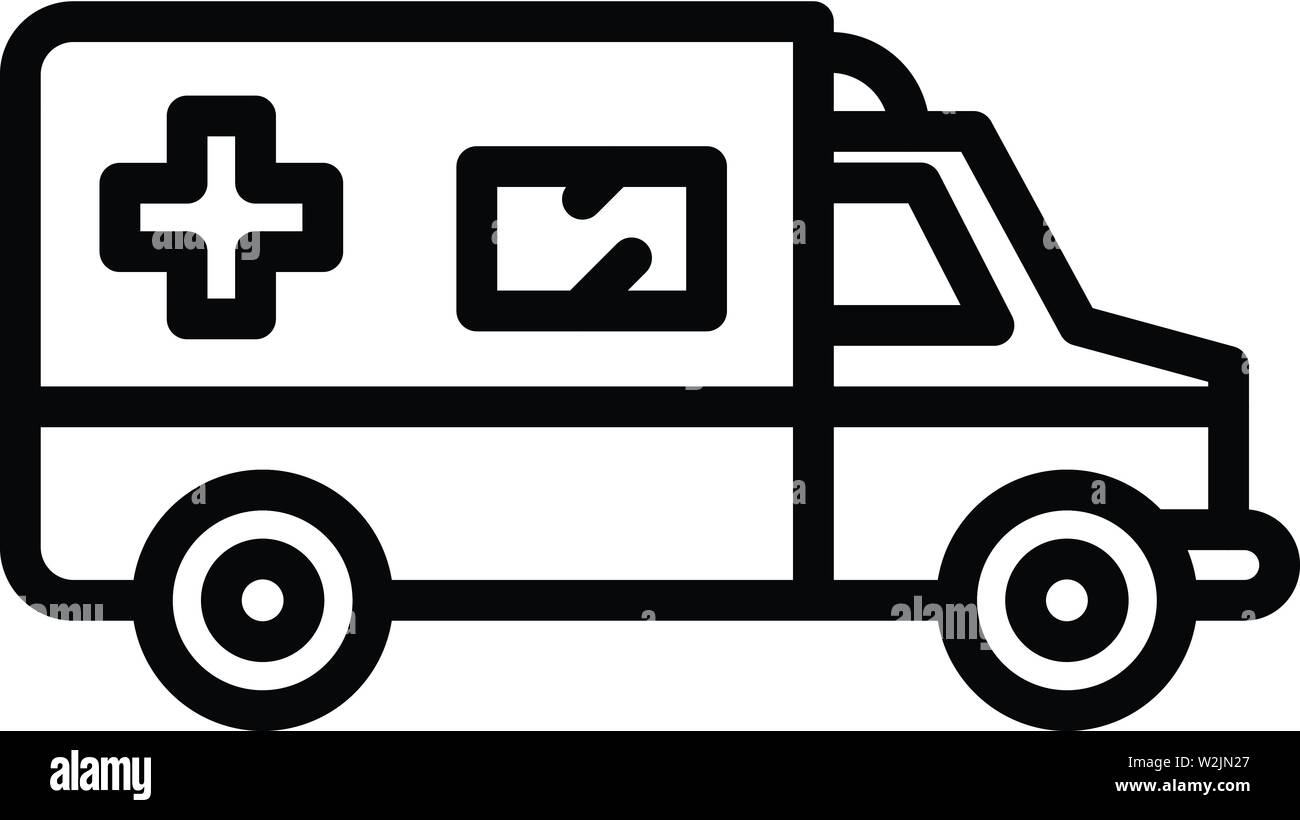 Rescue ambulance icon, outline style Stock Vector