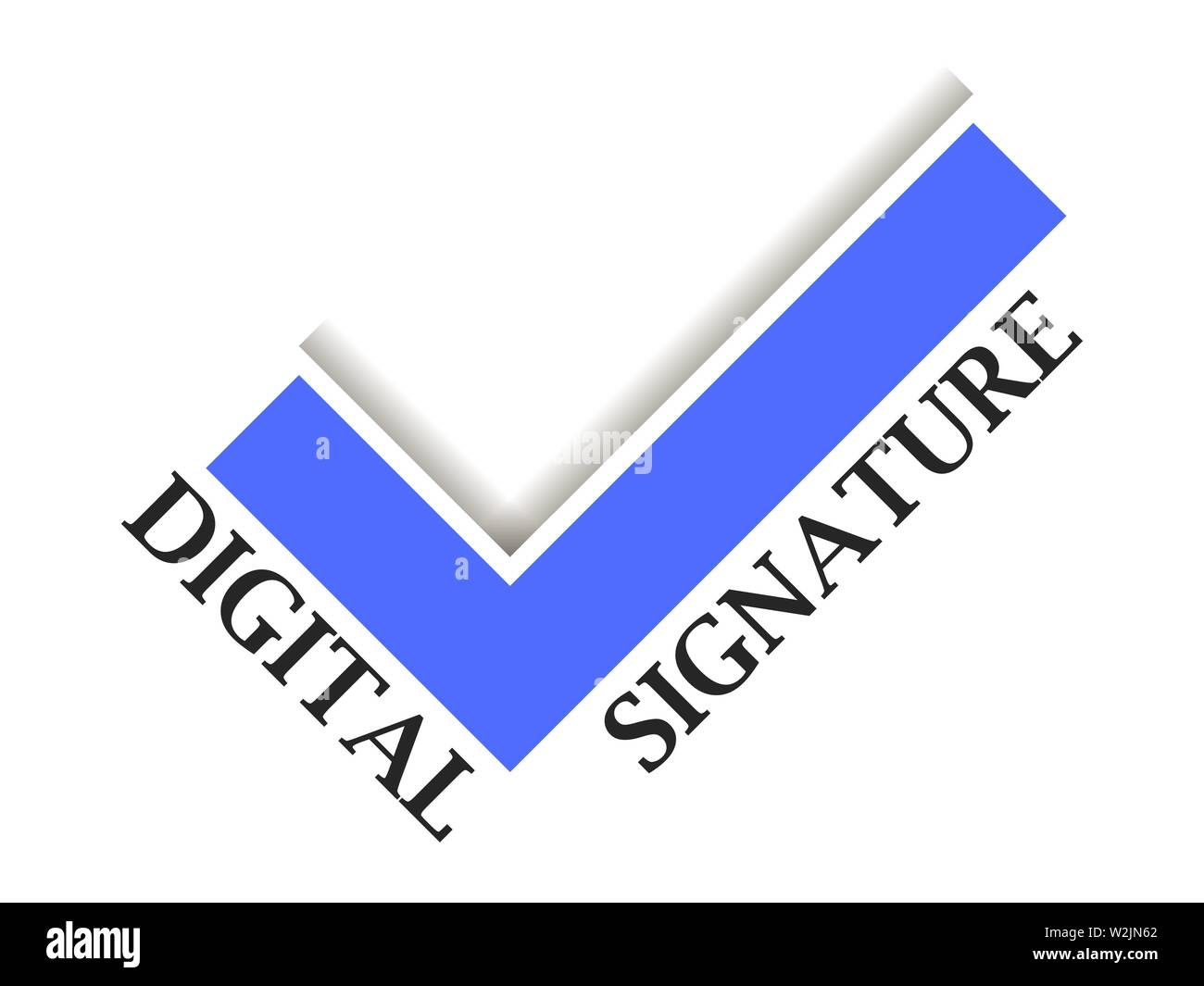Digital signature. Check mark on white background. Sign of approval. Vector illustration Stock Vector