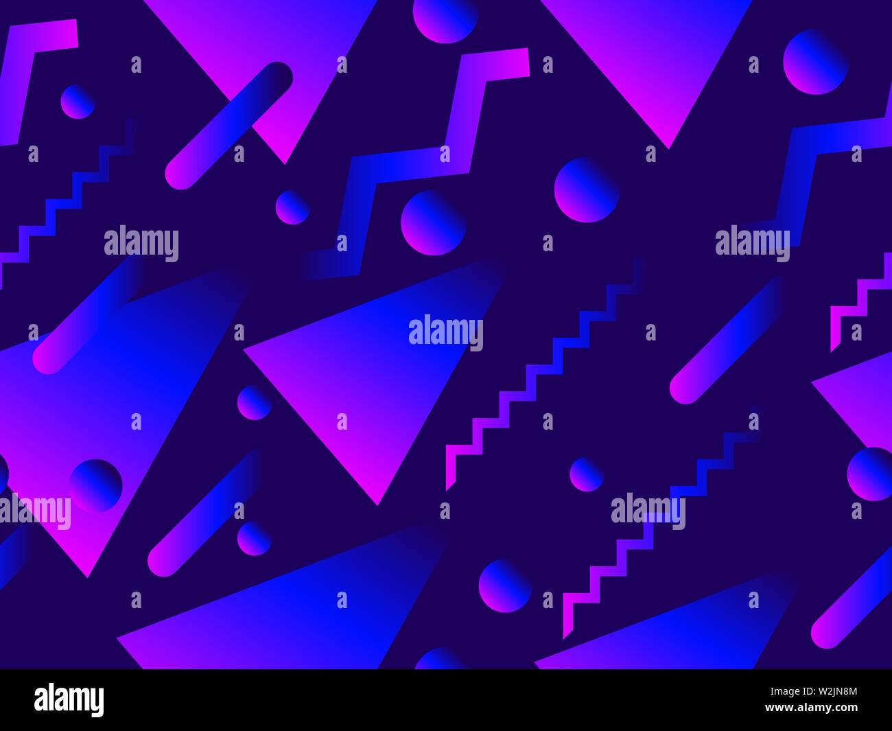 Geometric seamless pattern with liquid gradient. Triangles, circles and points. Trendy background. Vector illustration Stock Vector