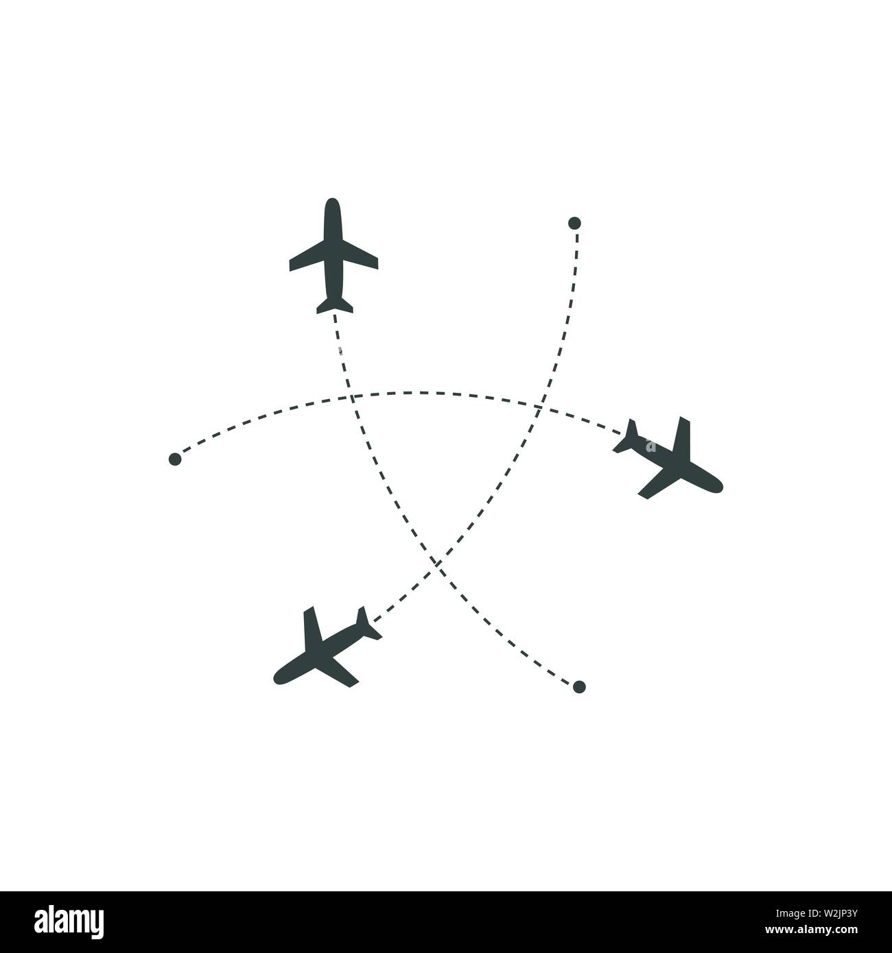 Directions From One Point To Another Planes Flying With Trace In Different Directions In A Circle From One Point.  Airport Abstract Map. Departure Icon. Flat Black Silhouette Vector Stock  Vector Image & Art - Alamy