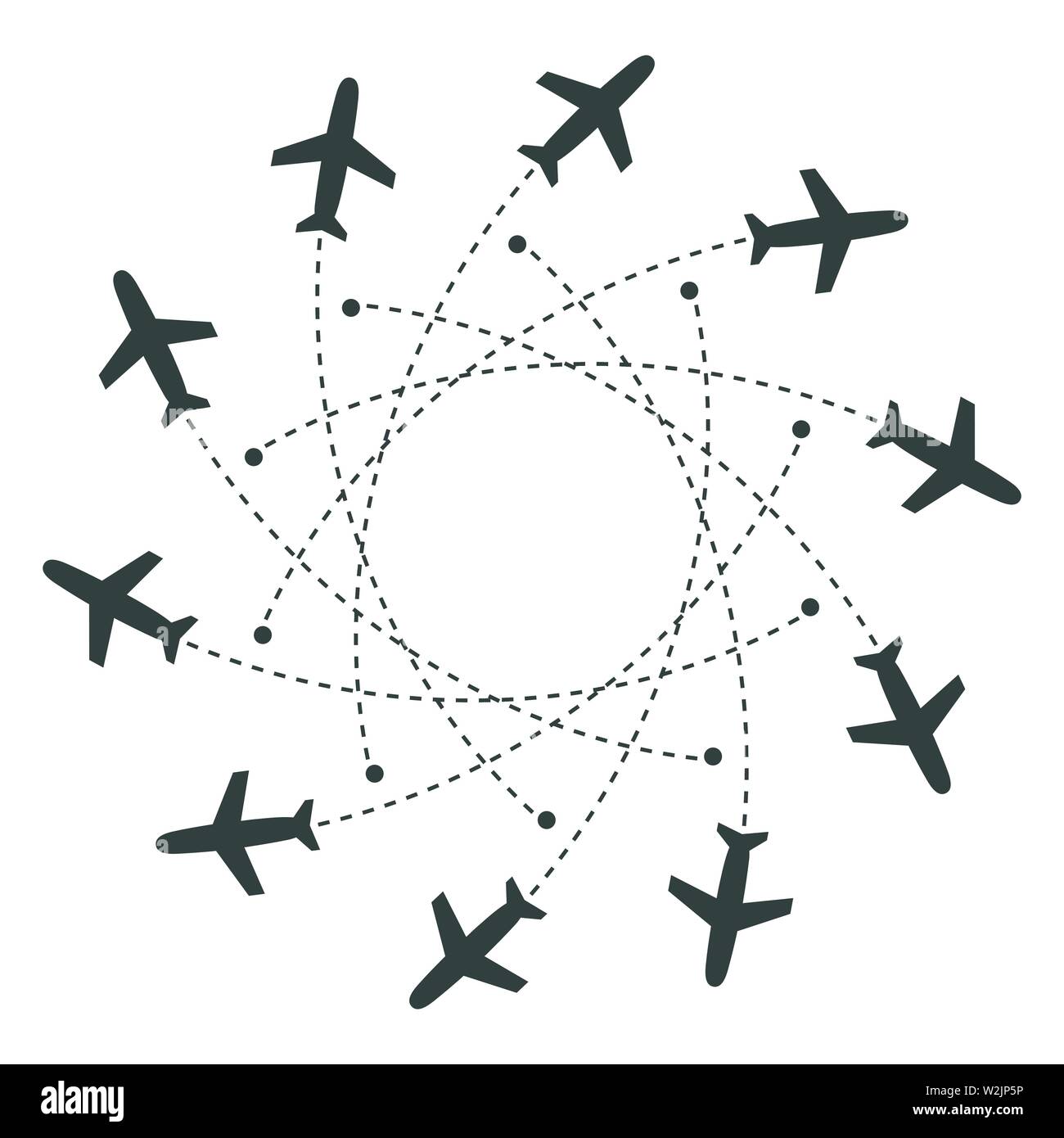 Directions From One Point To Another Planes Flying With Trace In Different Directions In A Circle From One Point.  Airport Abstract Map. Departure Icon. Flat Black Silhouette Vector Stock  Vector Image & Art - Alamy