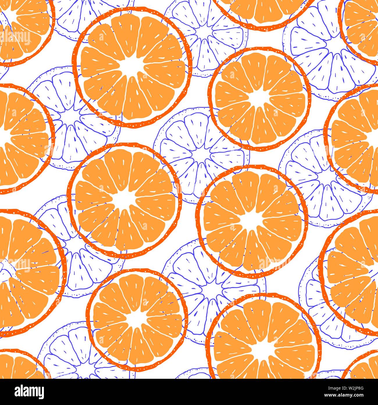 Seamless pattern with orange slices on white background. Surface ...