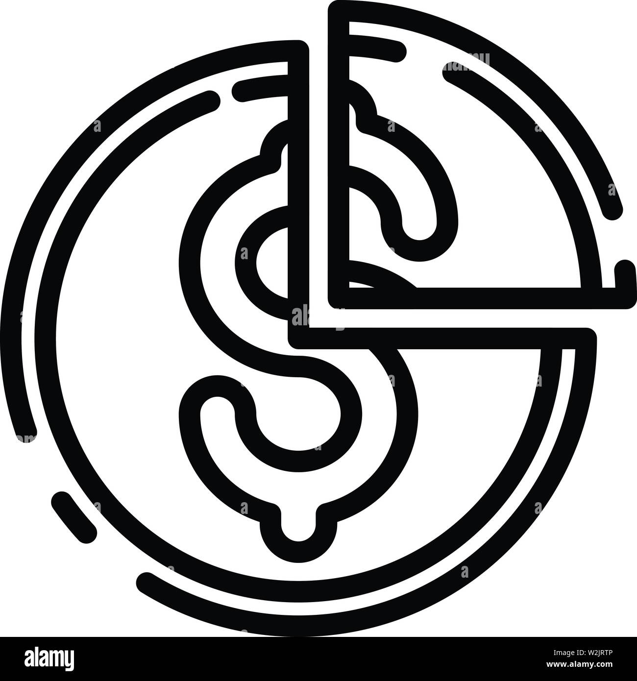 Dollar coin pie icon, outline style Stock Vector Image & Art - Alamy