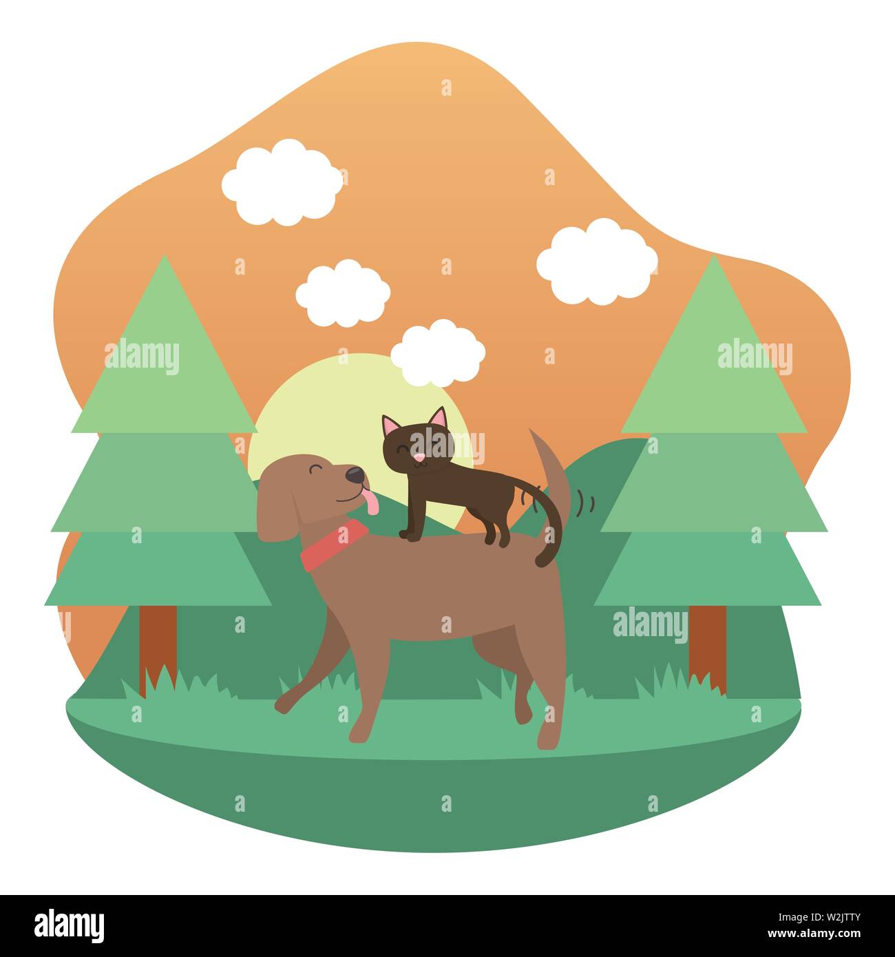 Cat and dog cartoon design, Mascot pet animal domestic cute life nature ...