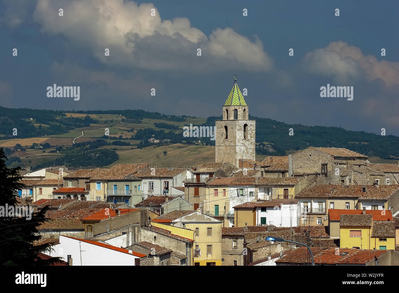 Italy Molise  Petrella Tifernina (Cb) - view of the historic center (the bell tower of the church of San Giorgio stands out) Stock Photo