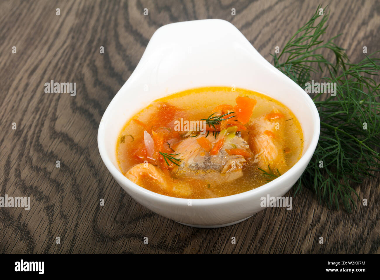 Salmon fish soup Stock Photo - Alamy