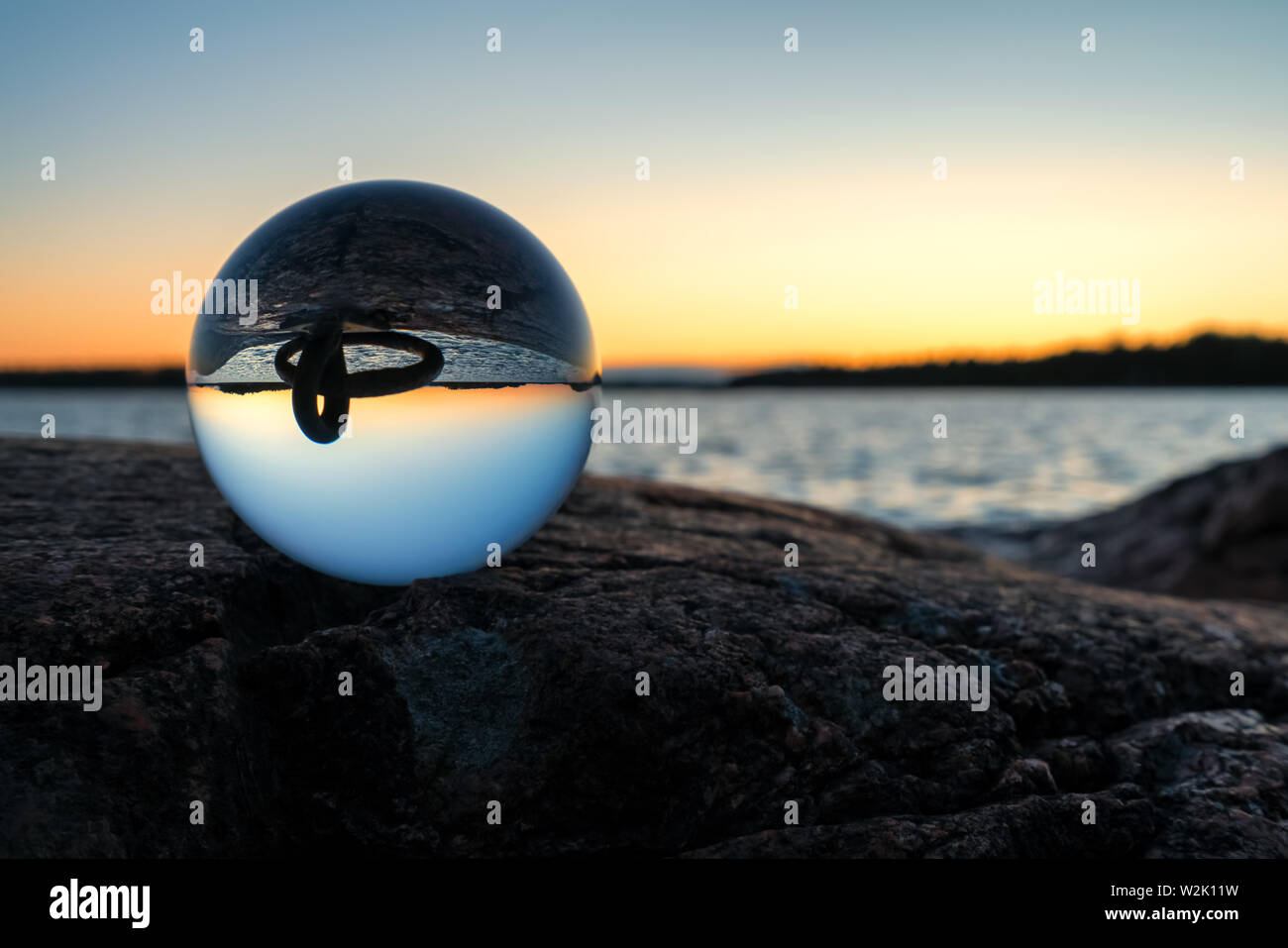 A sunset seen through a lensball in Helsinki, Finland Stock Photo - Alamy