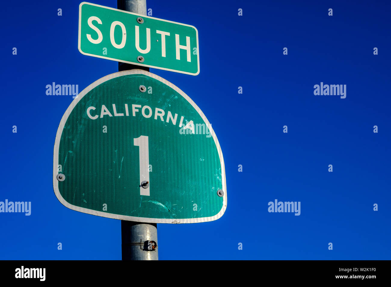 THe Pacific Coast Highway 1 sign in California Stock Photo