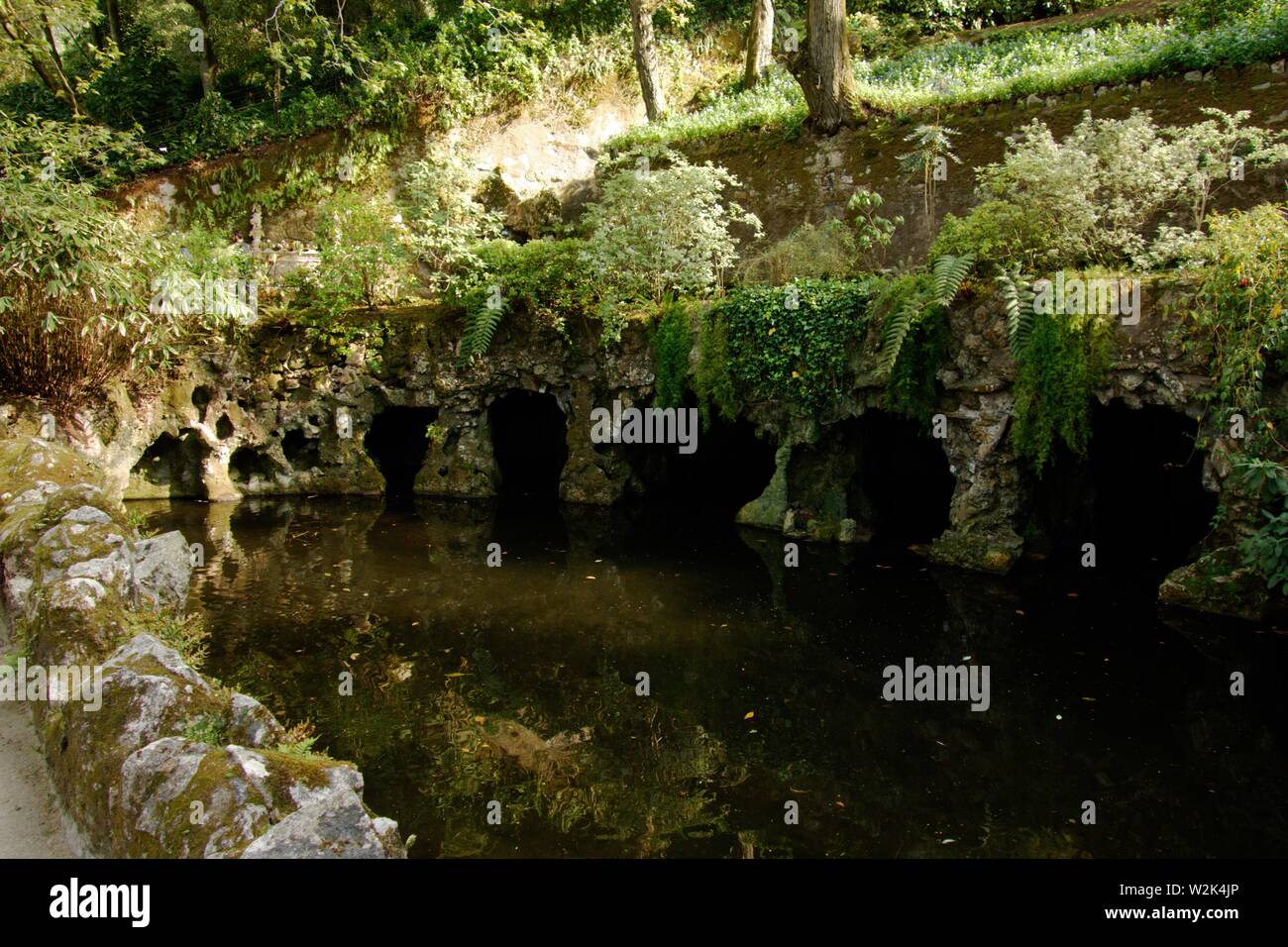 Next to lisbon you can find Sintra, that is well known for his famous castle, gardens and lots of Quinta's - for expample 'Quinta da Regaleira' Stock Photo