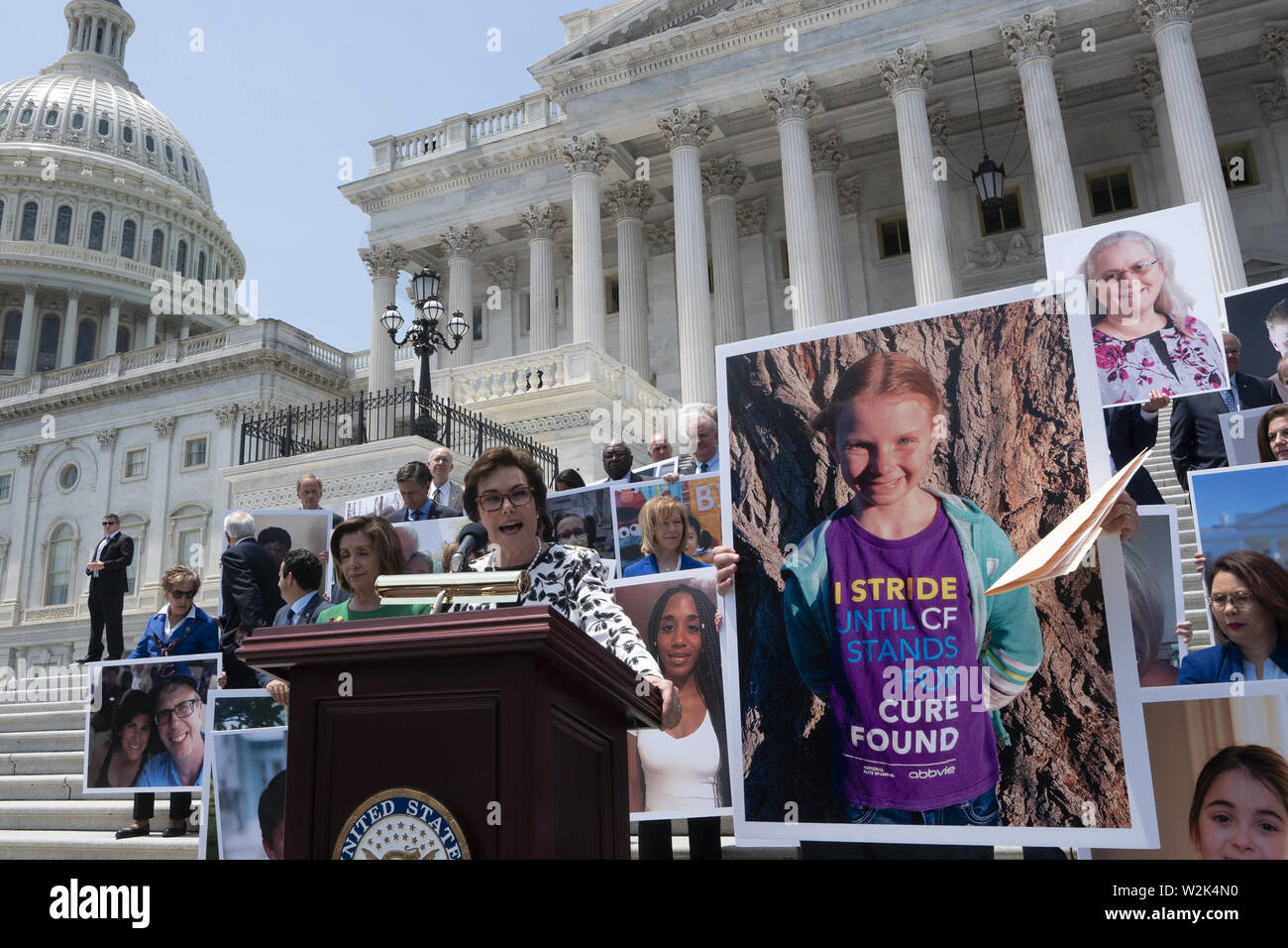 July 9, 2019 - Washington, District of Columbia, U.S. - United States Senator Jacky Rosen (Democrat of Nevada) speaks during a press conference on Capitol Hill in Washington D.C., U.S. to discuss health care coverage for those with pre-existing conditions on July 9, 2019.. .Credit: Stefani Reynolds / CNP (Credit Image: © Stefani Reynolds/CNP via ZUMA Wire) Stock Photo