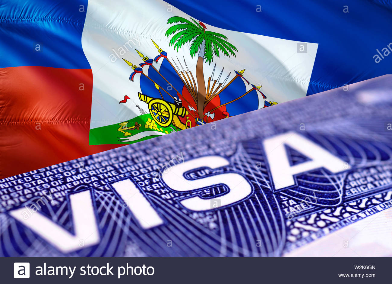 3D Visa passport, Visa rendering. to ... Haiti Closeup in the