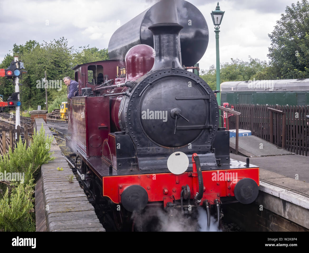 Metrpolitan railway no 1 class E 0-4-2 tank locomotive  at North Weald station on the Epping and Ongar railway Stock Photo
