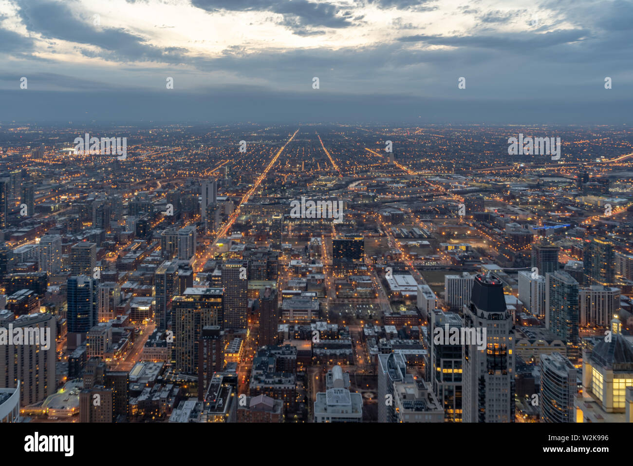 Aerial View of the Chicago Skyline at Sunset Stock Photo - Alamy