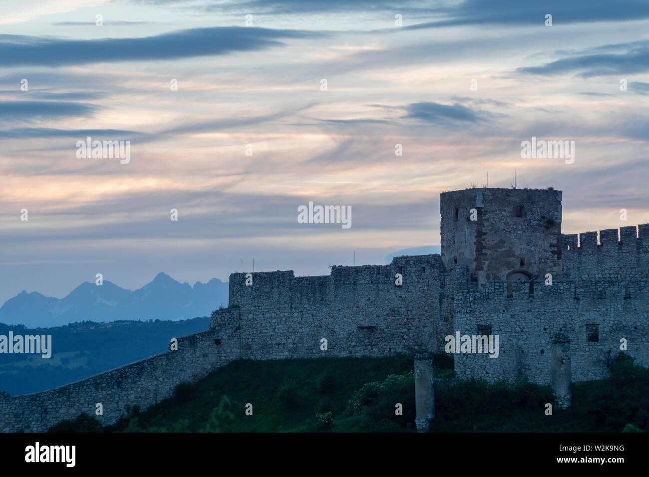 View of the Tatras from Spis Castle. Slovakia. Stock Photo