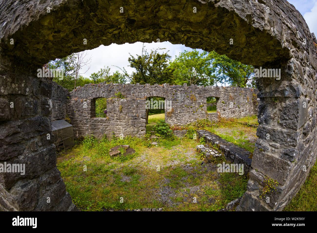 Medieval ruins near Thoor Ballylee Castle or Yeats Tower  in town if Gort County Galway Ireland Stock Photo