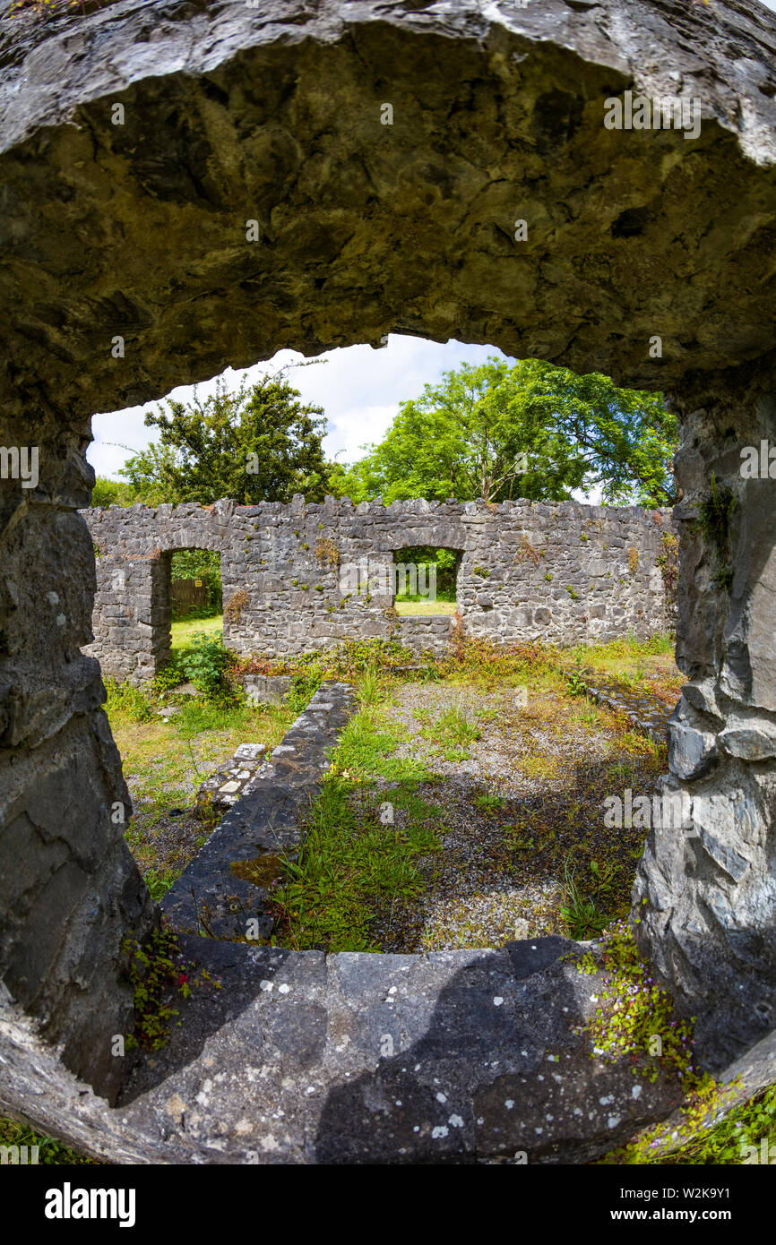 Medieval ruins near Thoor Ballylee Castle or Yeats Tower  in town if Gort County Galway Ireland Stock Photo