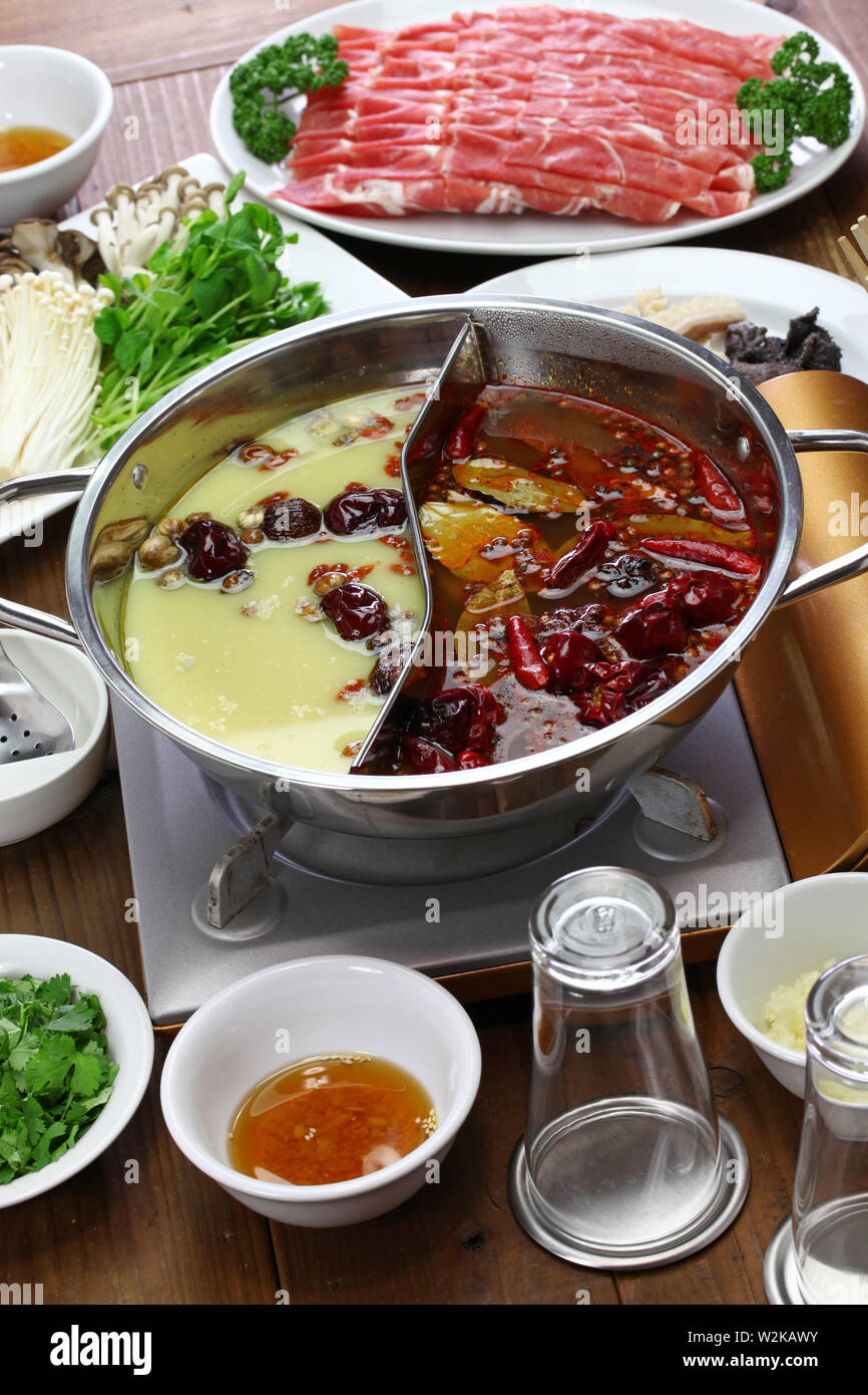 chongqing yin yang hot pot, chinese cuisine Stock Photo Alamy