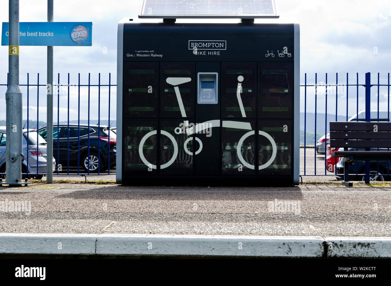 Brompton bike hire dock Exmouth Railway Station Devon Stock Photo Alamy