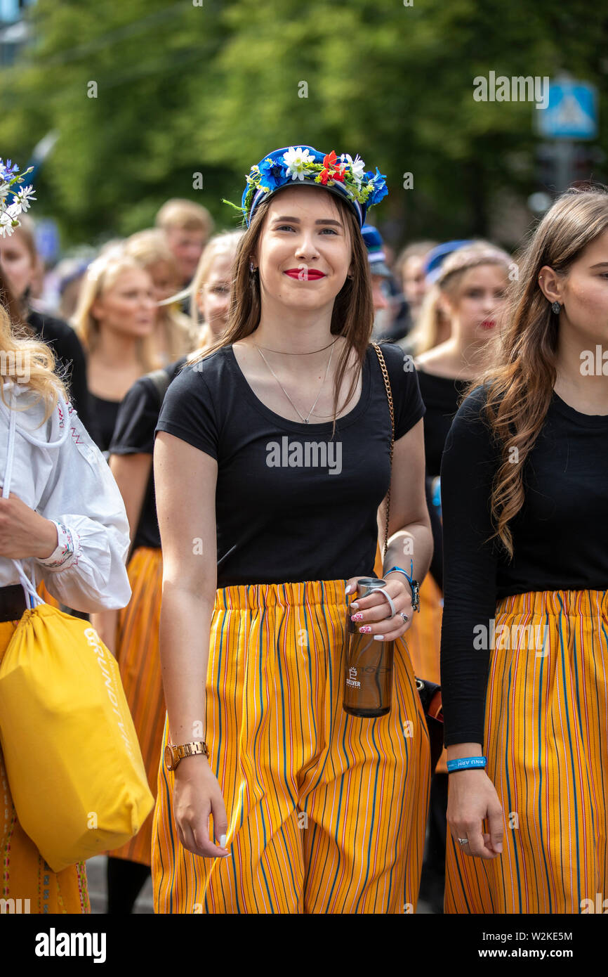 photo Estonia People Images https www alamy com tallinn estonia 6th july 2019 people in traditional clothing in streets of tallinn image259813056 html