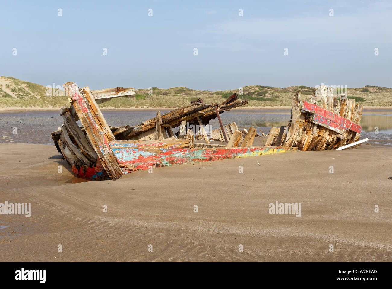 Old Fishing Boat Wreck, Crow Point, Braunton, North Devon, UK Stock ...