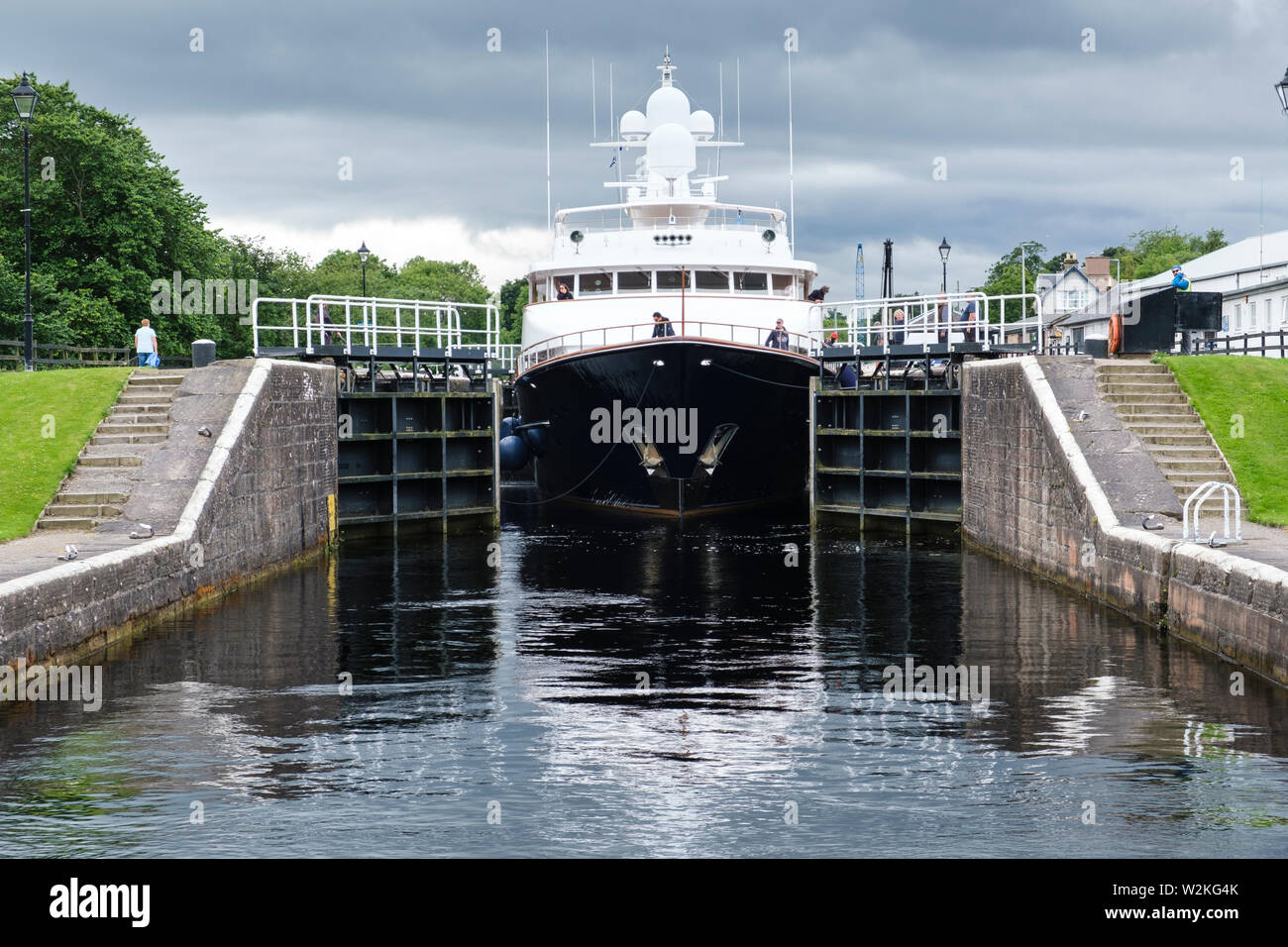'Lady Rose' passing through Muirtown Locks, Caledonian Canal, Inverness Stock Photo