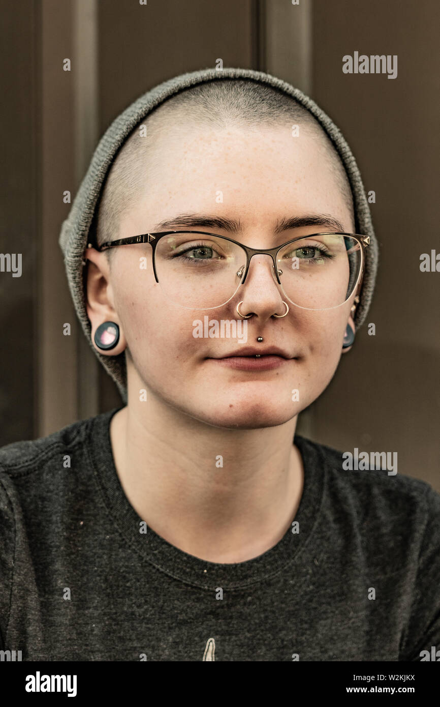 portrait young adult woman with an alternative style  in Philadelphia Stock Photo