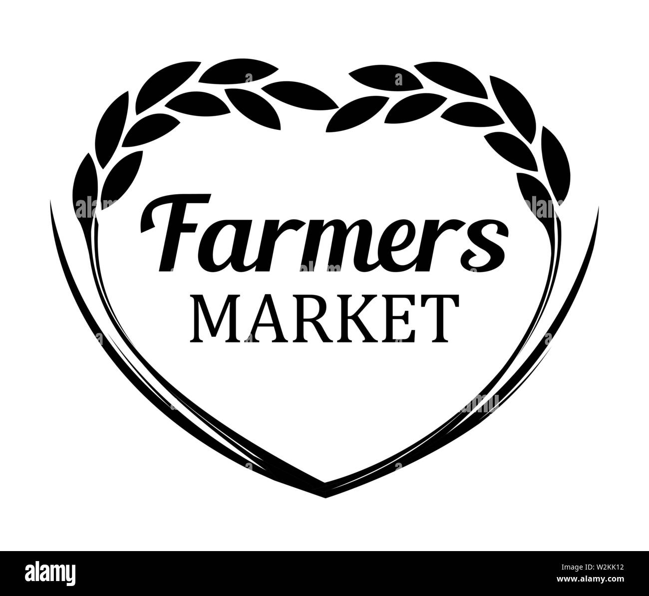 Logo with Rye Wheat for Farmers Market. Vector banner isolated on white background. Stock Vector