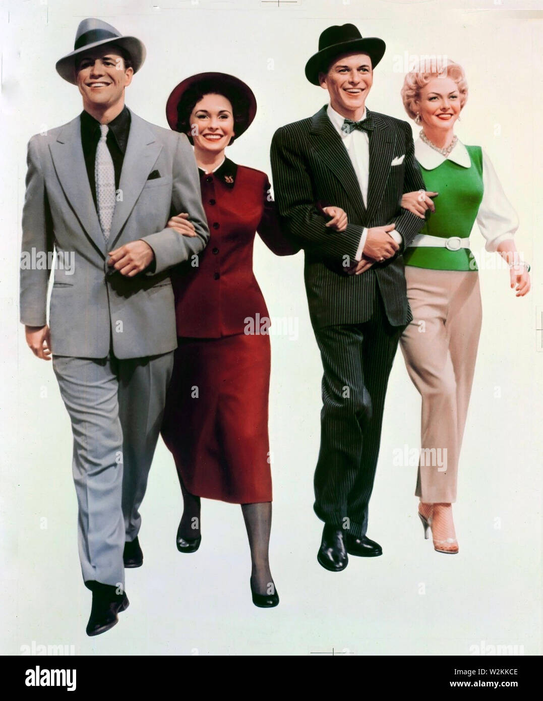 GUYS AND DOLLS 1955 MGM film musical with from left: Marlon Brando, Jean Simmons, Frank Sinatra, Vivian Blaine Stock Photo