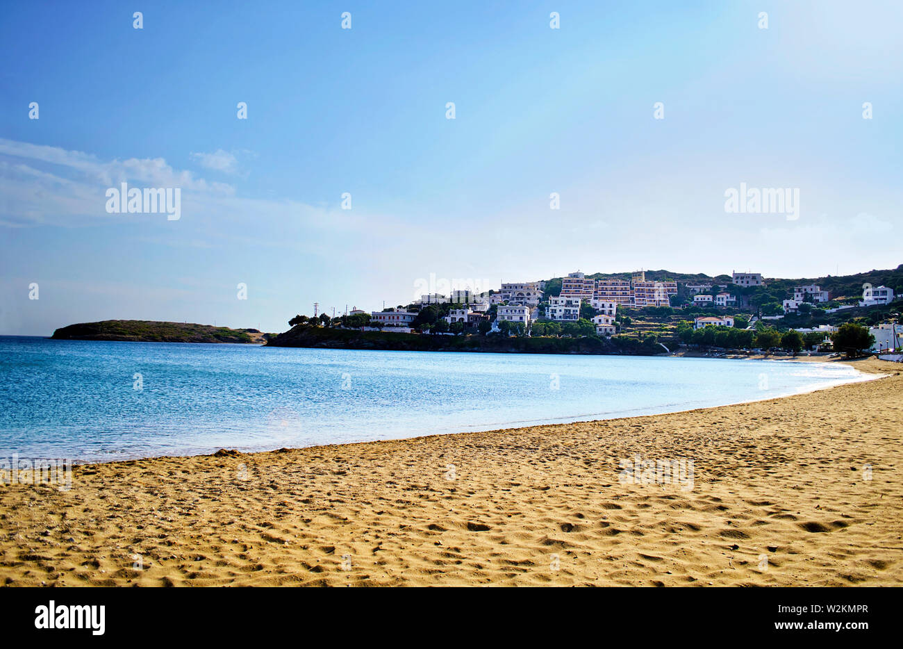 landscape of Batsi beach in Andros island Greece Stock Photo Alamy