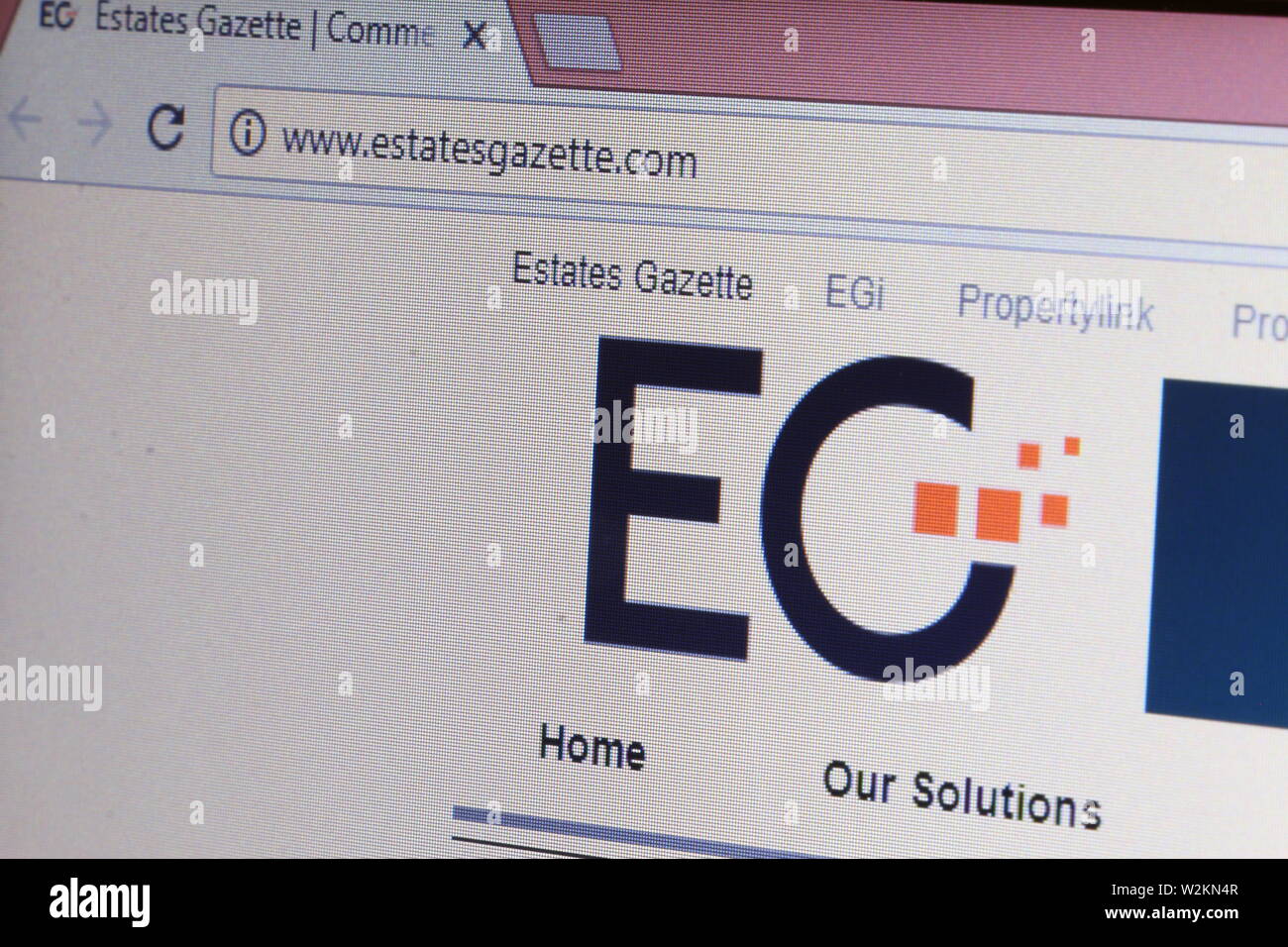 Oficcial website of Estates Gazette. Stock Photo