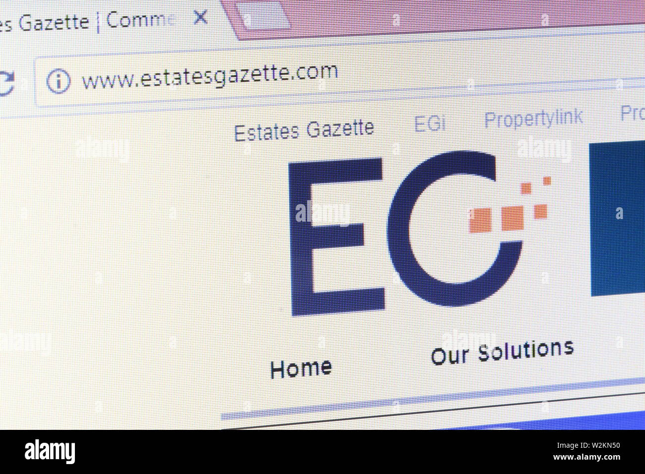 Oficcial website of Estates Gazette. Stock Photo