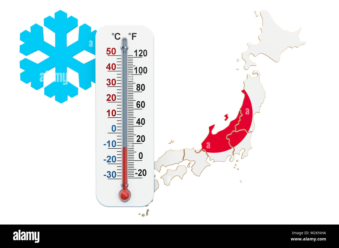 Extreme cold in Japan concept. 3D rendering isolated on white background Stock Photo