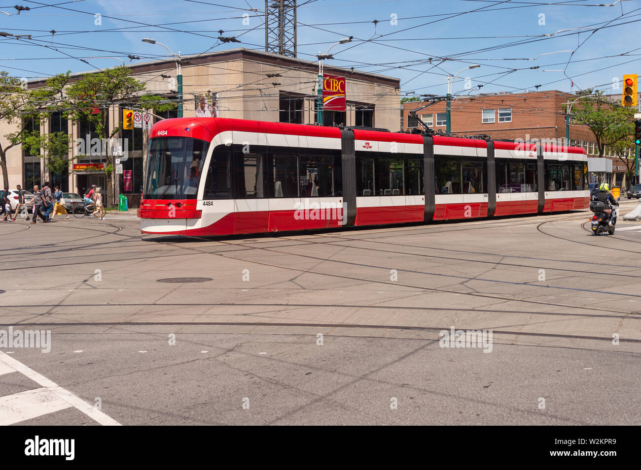 Toronto, Canada - 22 June 2019: Flexity Outlook Street car in Downtown Toronto going on Spadina Avenue Stock Photo