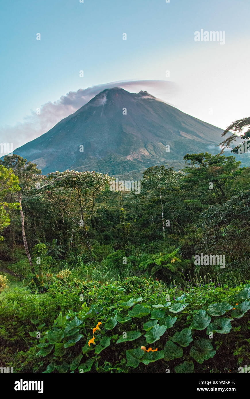 The Classic Cone Shape of Arenal Volcano in Costa Rica. Stock Photo
