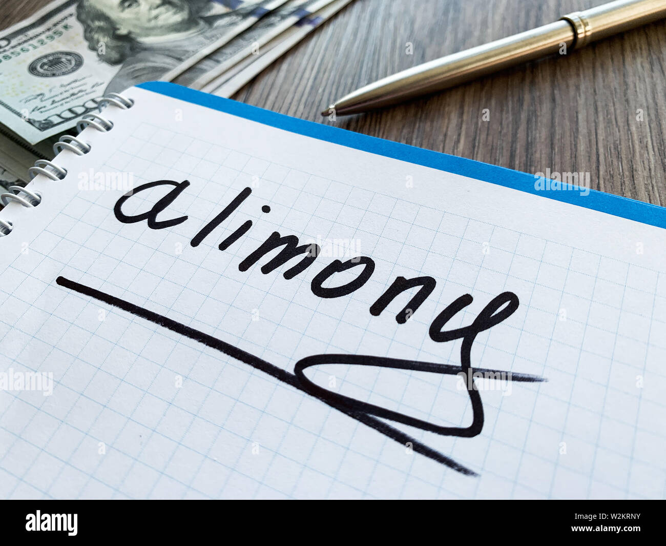 Payments alimony. White envelope with sign alimony and money Stock ...