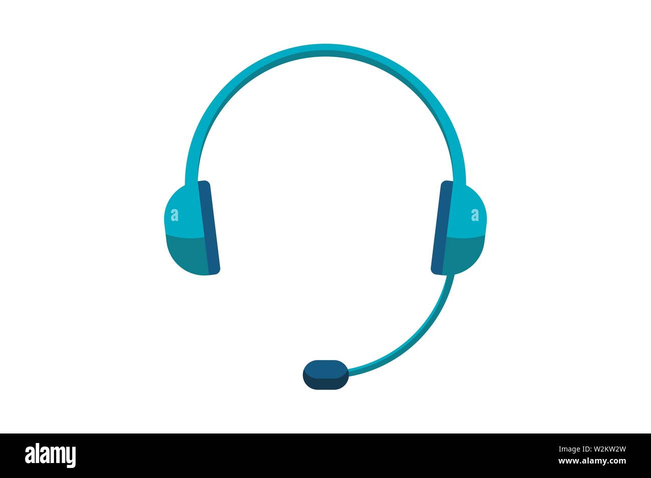 Headset headphones with microphone icon. Vector graphic isolated flat