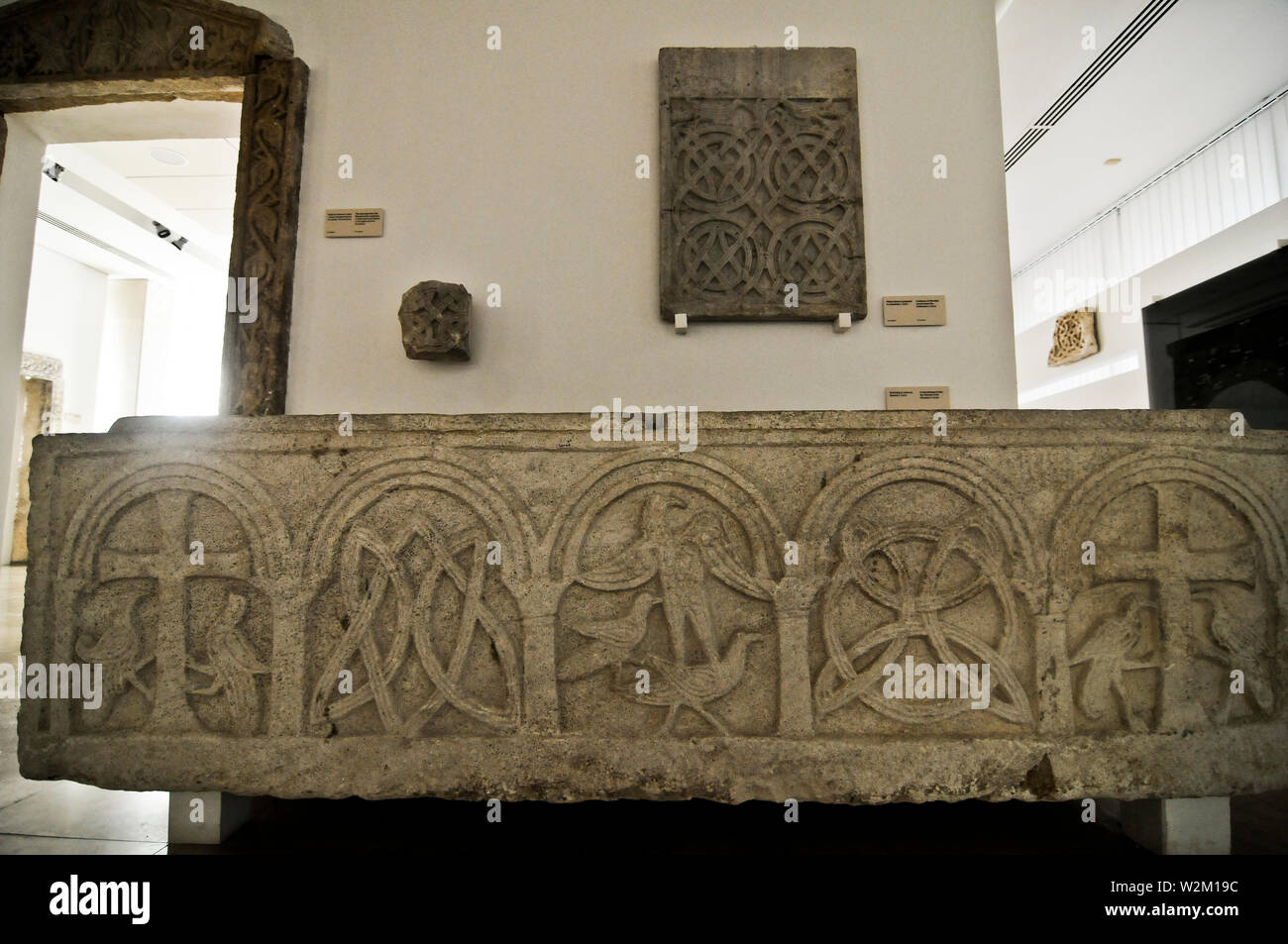 Ornamented church stone decoration. Archeological Museum of Zadar, Croatia Stock Photo