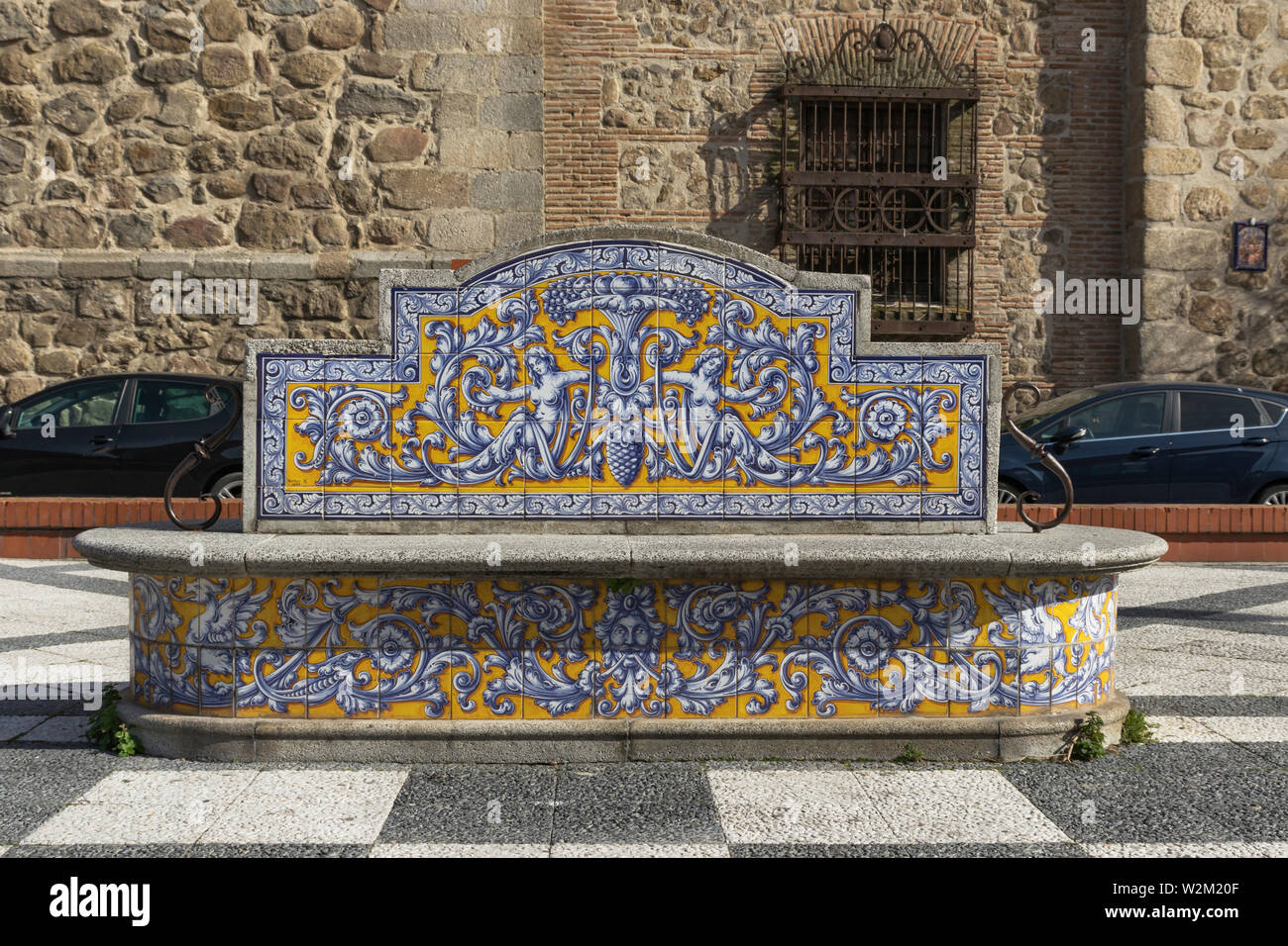 Ceramic bench of Ruiz de Luna in Talavera de la Reina, Spain, February 17, 2019 Stock Photo