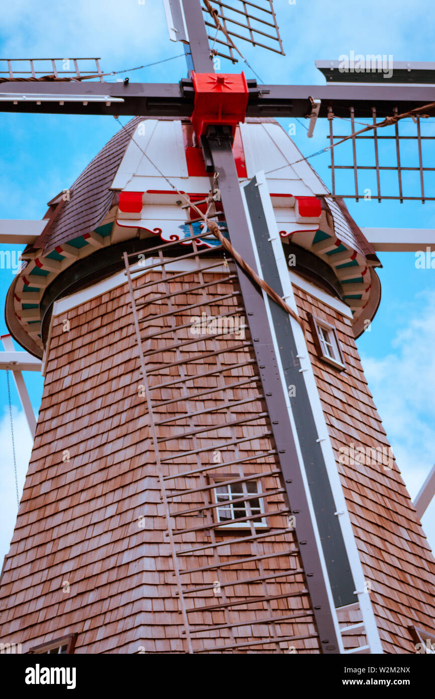 Portrait shot of the windmill in Holland Michigan during tulip time Stock Photo