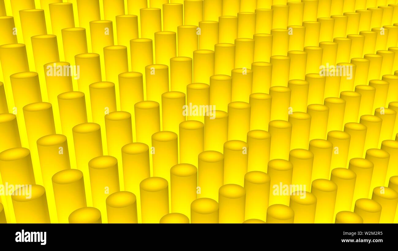 Bright colorful, dynamic and shiny solid rods floating in a wavy shape background.. 3d rendered background of Stock Photo