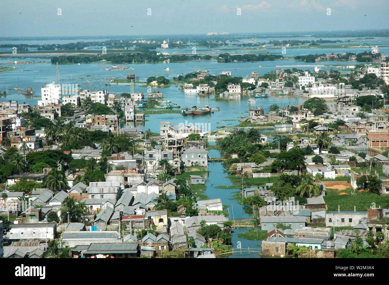 The flooded locality of South Badda, Dhaka, during Monsoon. Bangladesh. 2007. Stock Photo